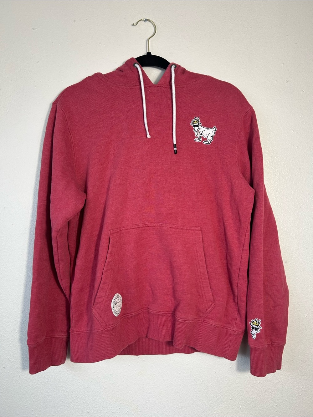 GOAT USA Hoodie Sweatshirt Pink Rose Small Embroidered Crown Sunglasses Logo